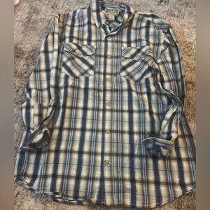 Duluth Trading Men's Blue Plaid Shirt Size Medium